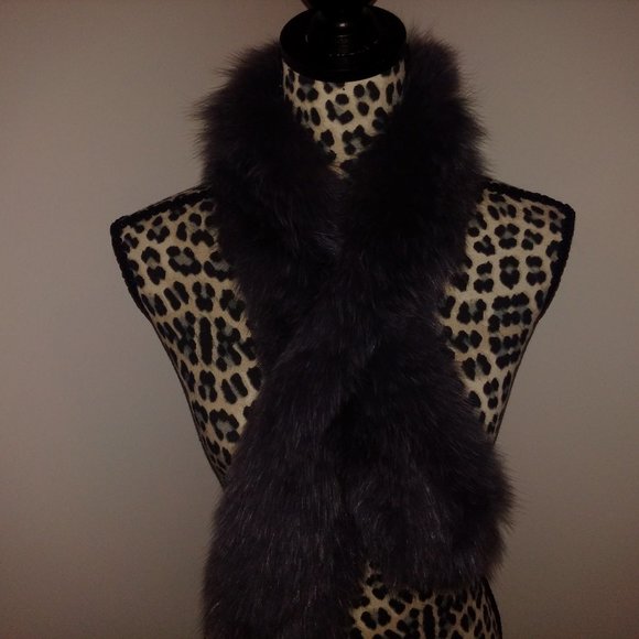 NEW real FOX Fur Gray Scarf Scarve Collar - Picture 1 of 4